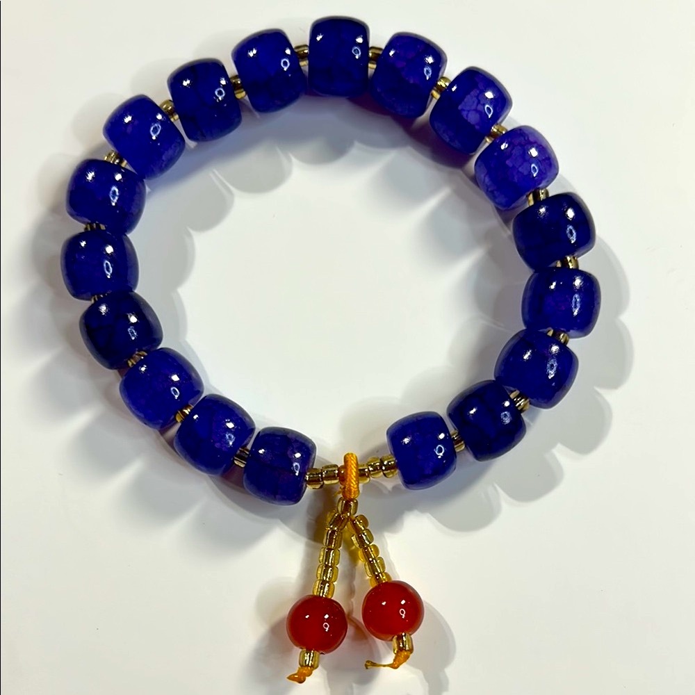 Elegant Blue and Red Beaded Bracelet